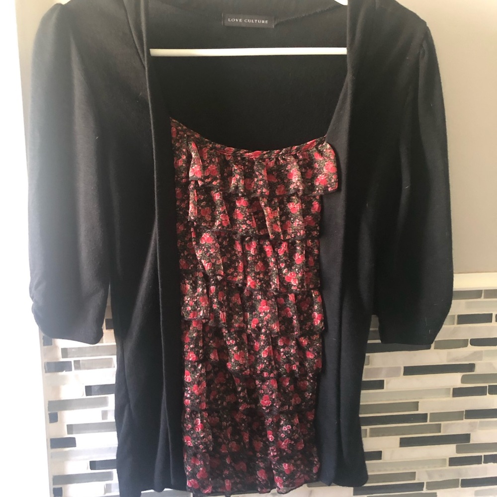Black and floral cardigan
